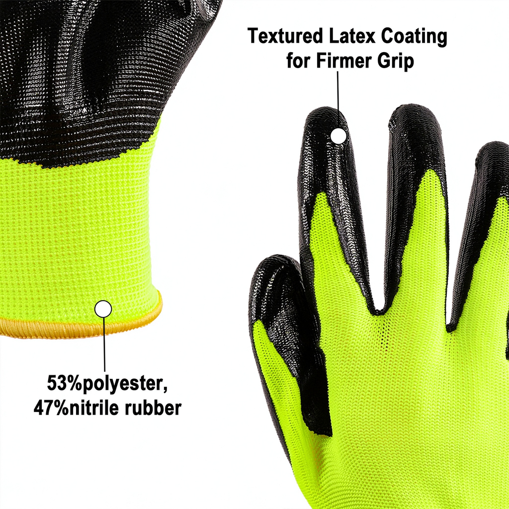 AEELLEEA 8 Pack Nitrile Coated Work Gloves, Nylon Anti-Slip Safety Gloves for Gardening Warehouse Construction Mechanic