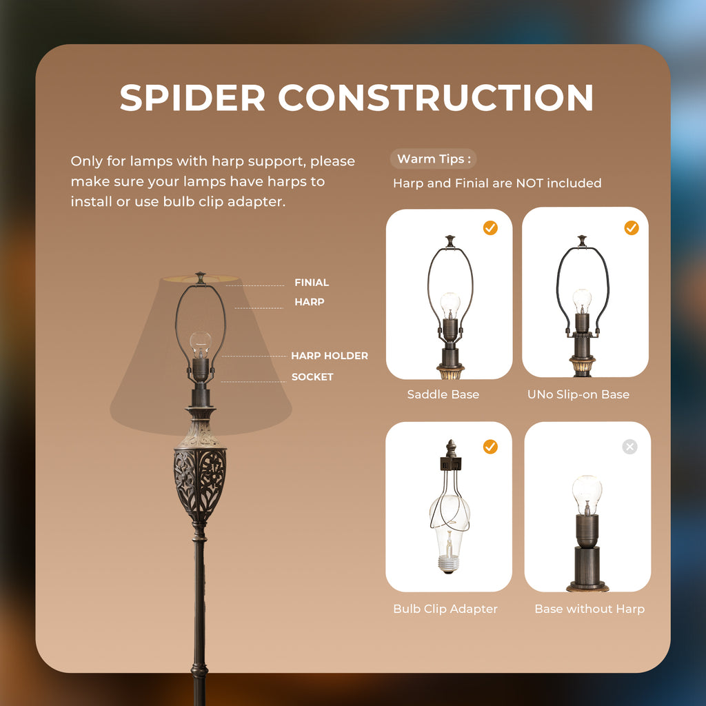 Black Bell Lamp Shade, Spider Fitter Fabric Lampshade for Table & Floor Lamp, 6"×14"×10"