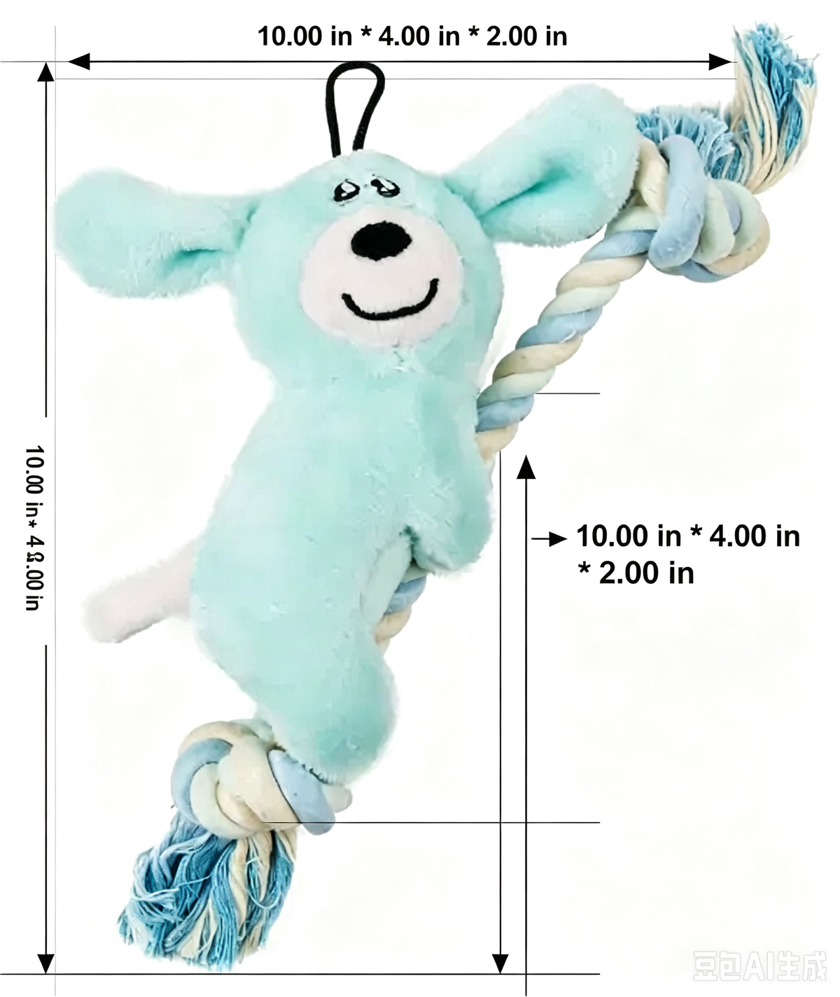 Light Blue Puppy Plush Rope Dog Chew Toy, Braided Tug Toy for Interactive Play & Teeth Cleaning