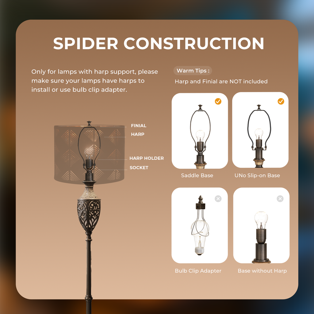 Black Cutout Lampshades Set of 2, 13"×10" Drum Shades with Gold Inner Lining, Spider Fitter for Table & Floor Lamps