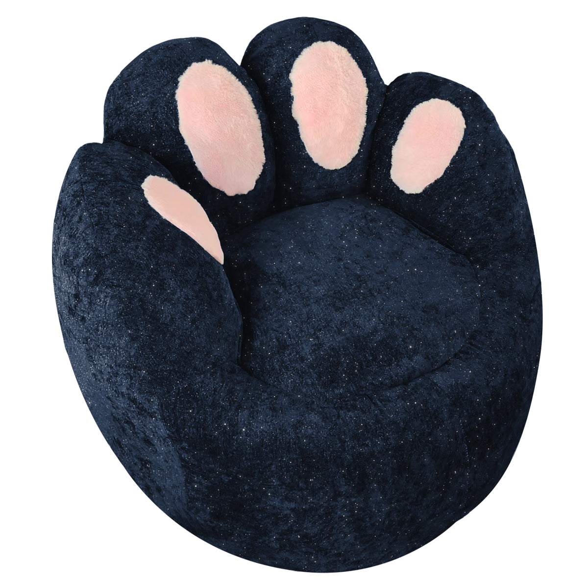 AEELLEEA Cat Paw Bean Bag Chair for Adults, Plush Foam Lounge Chair with Backrest, Non-Slip Floor Sofa for Bedroom, Navy Blue