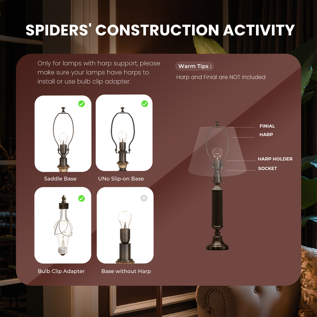 ALUCSET 6x10x7.5 Inch Bright White Linen Lampshade, Hand Crafted Barrel Spider Shade 0.4in for Table & Floor Lamp