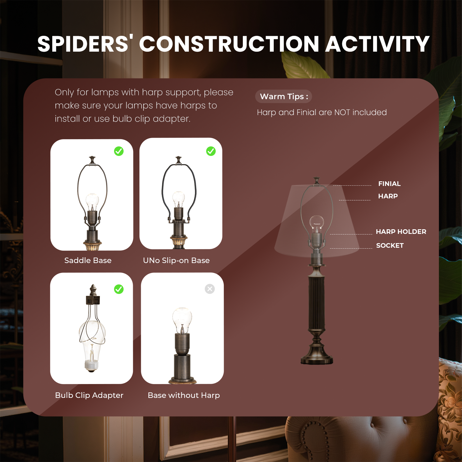 ALUCSET 6x10x7.5 Inch Bright White Linen Lampshade, Hand Crafted Barrel Spider Shade 0.4in for Table & Floor Lamp