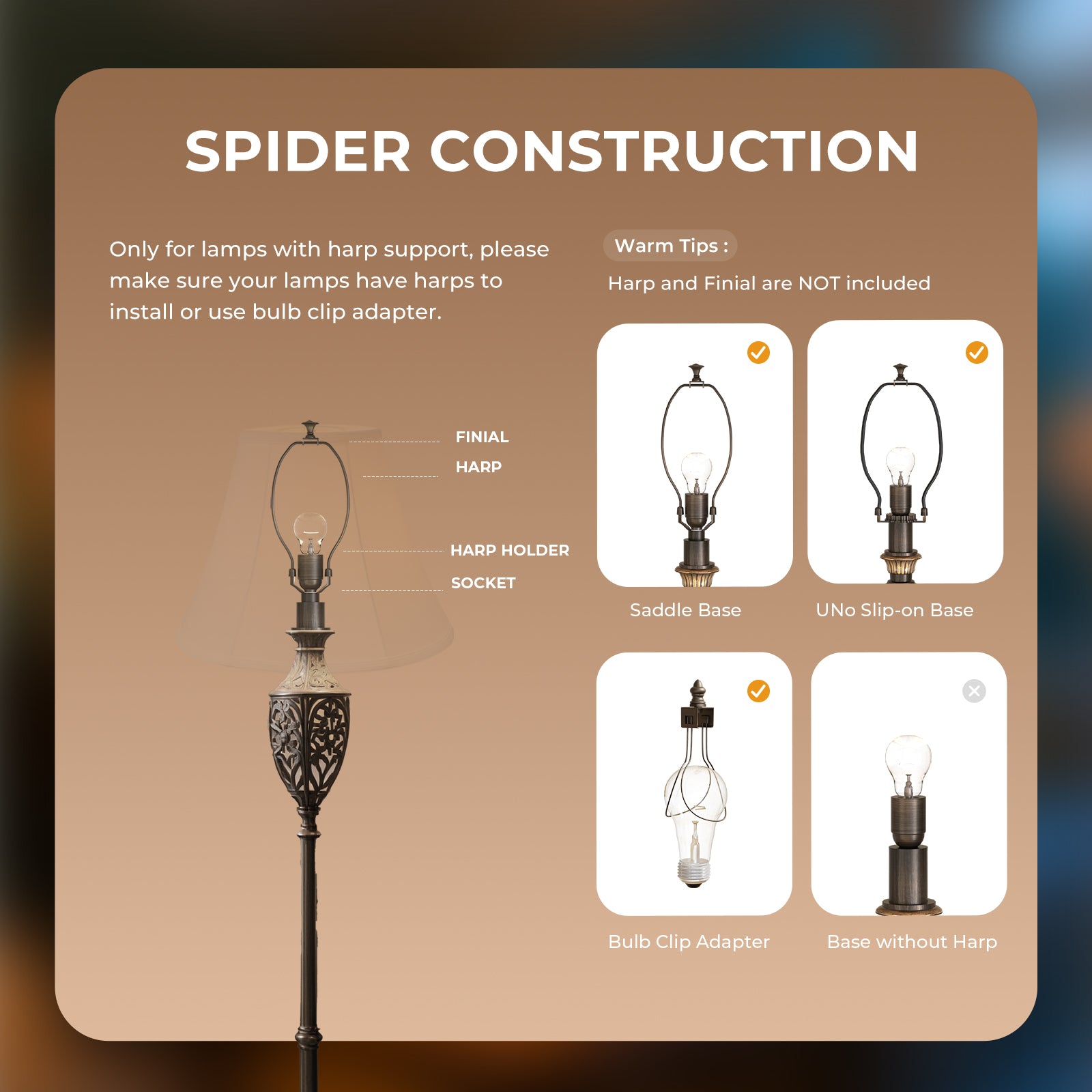 ALUCSET Handcrafted Natural Linen Cotton Palace Style Lampshade, 7"×14"×10" Spider Fitter Replacement Shade for Table Lamp Floor Lamp