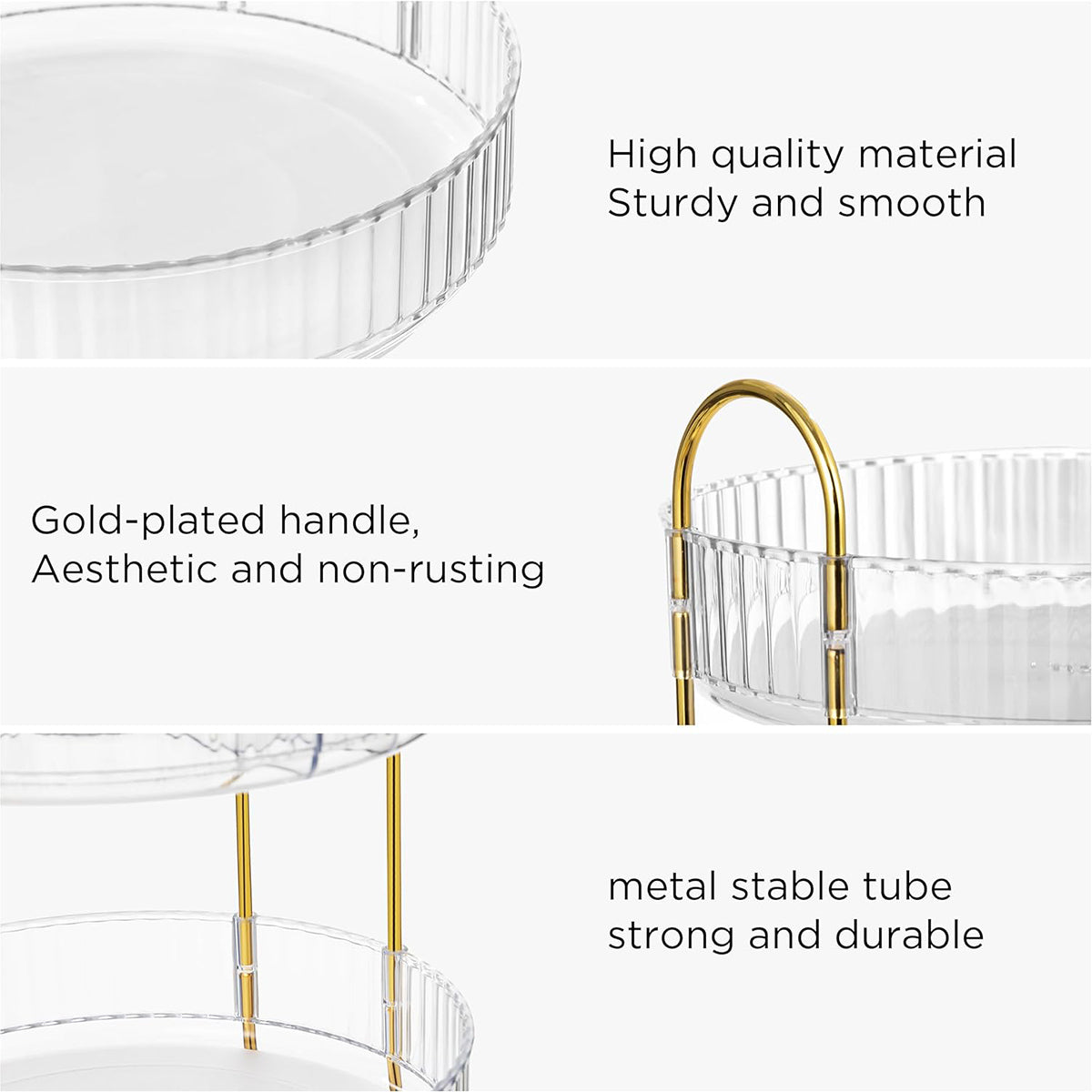 360 Rotating Lazy Susan Makeup Organizer, 2 Tiers Clear White High Capacity Cosmetic Storage for Vanity, Bathroom Countertop, Dresser, Skincare & Perfume Holder
