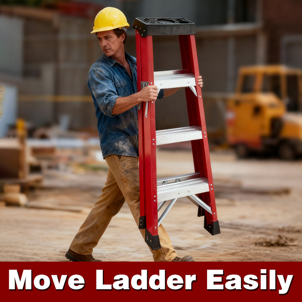 Fiberglass ladder, single-sided stepladder for electrical engineering ladder construction insulation ladder with a load capacity of 330 pounds