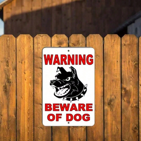 Halloween Outdoor Yard Metal Sign 8×12 Inch, 1‑Pack Dog Warning Plaque for Home Patio Fence Holiday & Daily Security Decor