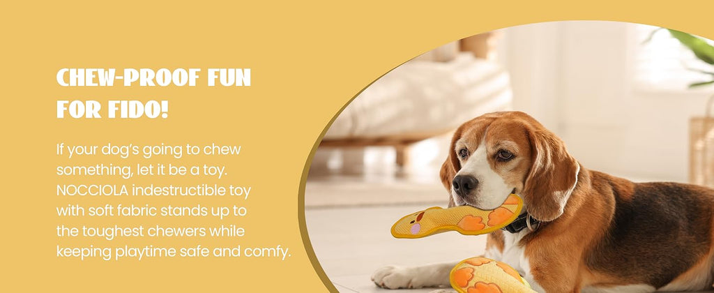 Nocciola Duck Squeaky Dog Toy, New 2025 Indestructible Dog Toy for Aggressive Chewers, Stuffed Toy with Two Tough Layers, Minky Plush for Comfort and Chewing, Yellow