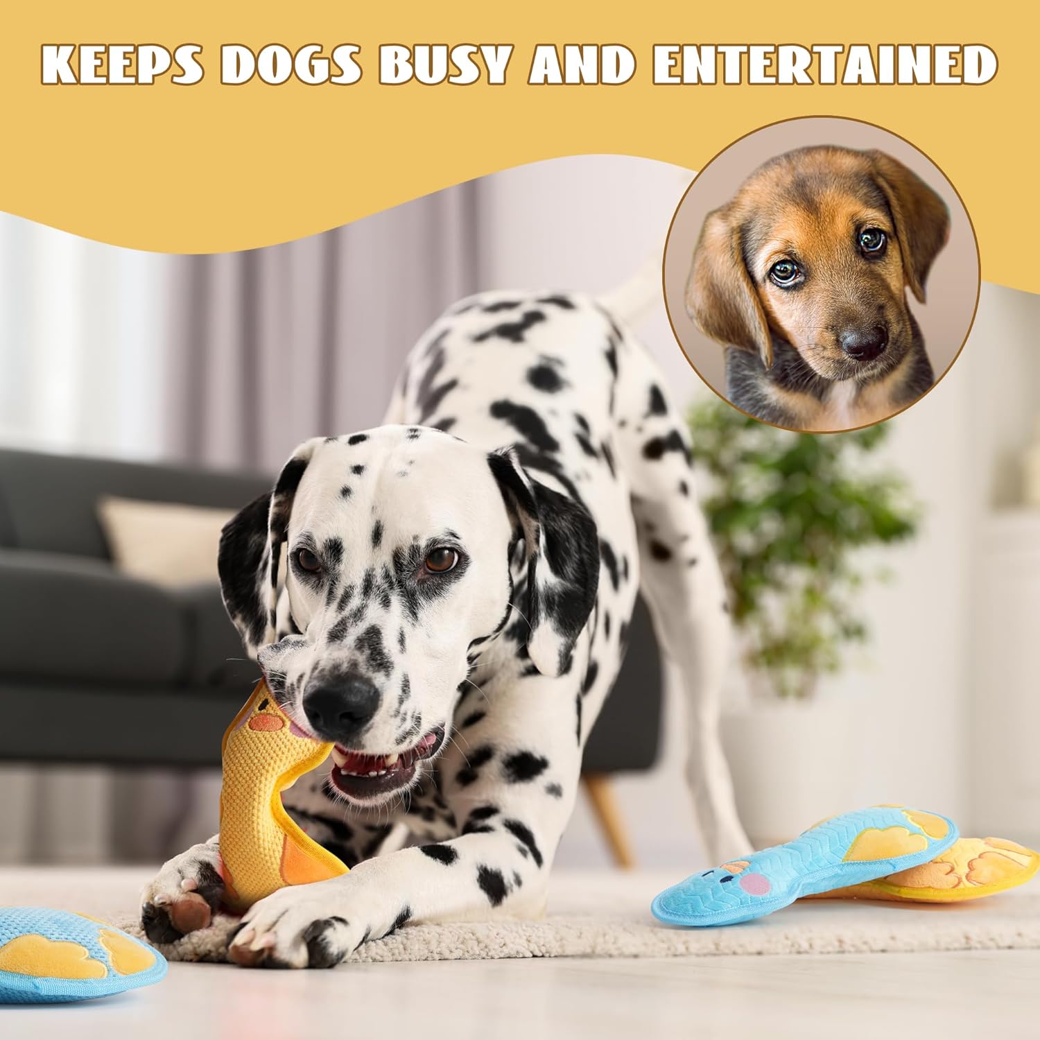 Nocciola Duck Squeaky Dog Toy, New 2025 Indestructible Dog Toy for Aggressive Chewers, Stuffed Toy with Two Tough Layers, Minky Plush for Comfort and Chewing, Yellow