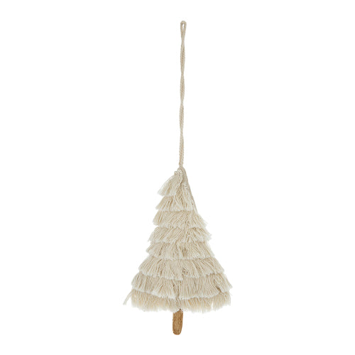 AEELLEEA Fringed Tree Shaped Christmas Ornaments, Boho Tassel Tree Hanging Decor, 6 Pack Rustic Xmas Tree Decorations for Holiday Home Display
