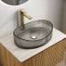 Oval Glass Vessel Sink 20 Inch, Transparent Black Crystal Glass Bathroom Vanity Bowl, Above Counter Sink No Faucet