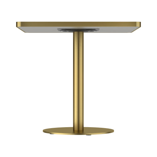 AEELLEEA 31.5-Inch Square Dining Table, Green Marble-Look Top with Gold Metal Pedestal Base, Modern Kitchen Table
