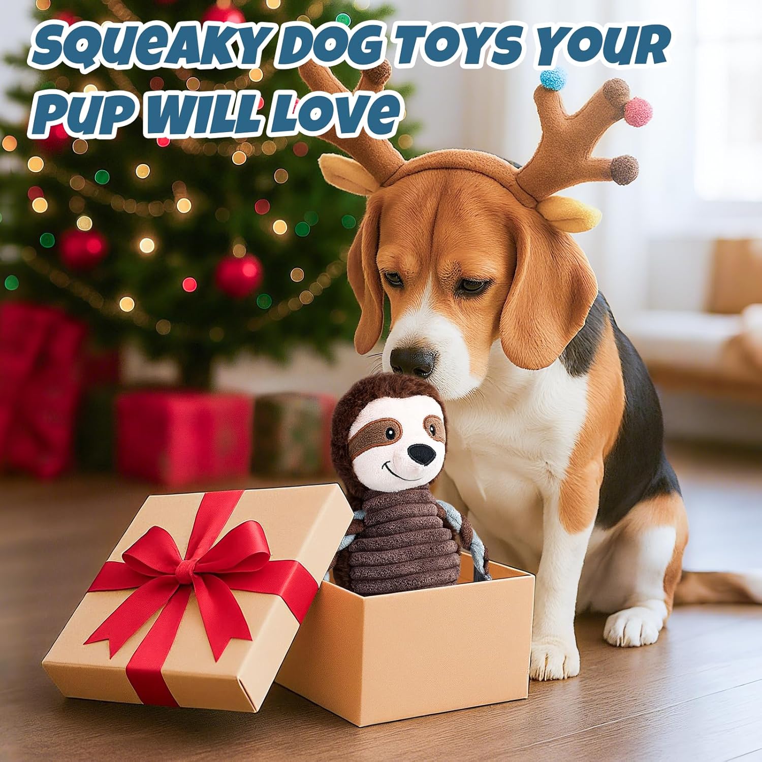 ZippyPaws Dog Toy Plush Dog Chew Toy with 5 Squeakers, Interactive and Durable Pet Toy for Chewing and Playing