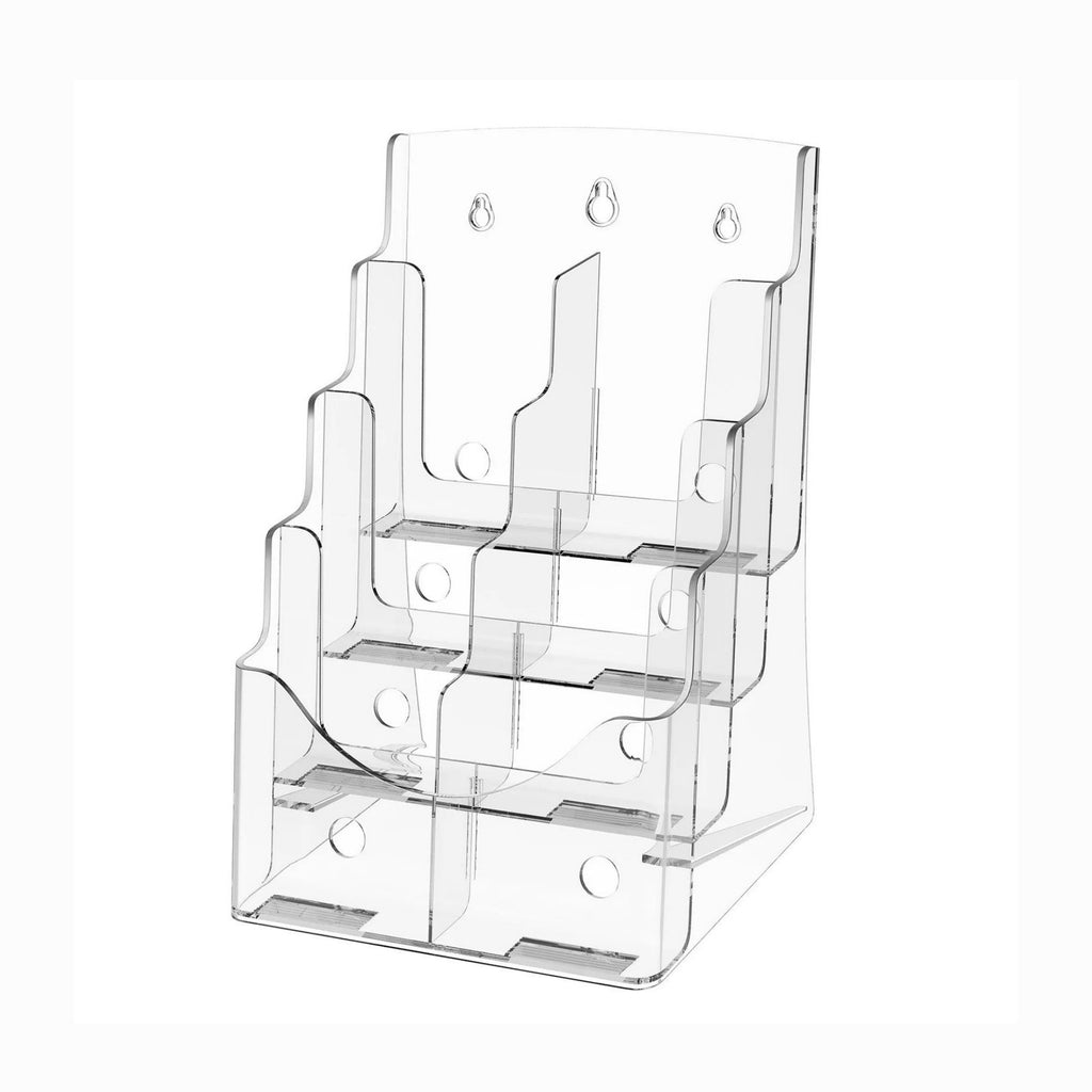 4-Tier Acrylic Wall Mounted File Holder, Clear Wall File Organizer, Hanging Paper Magazine Rack for Office Home