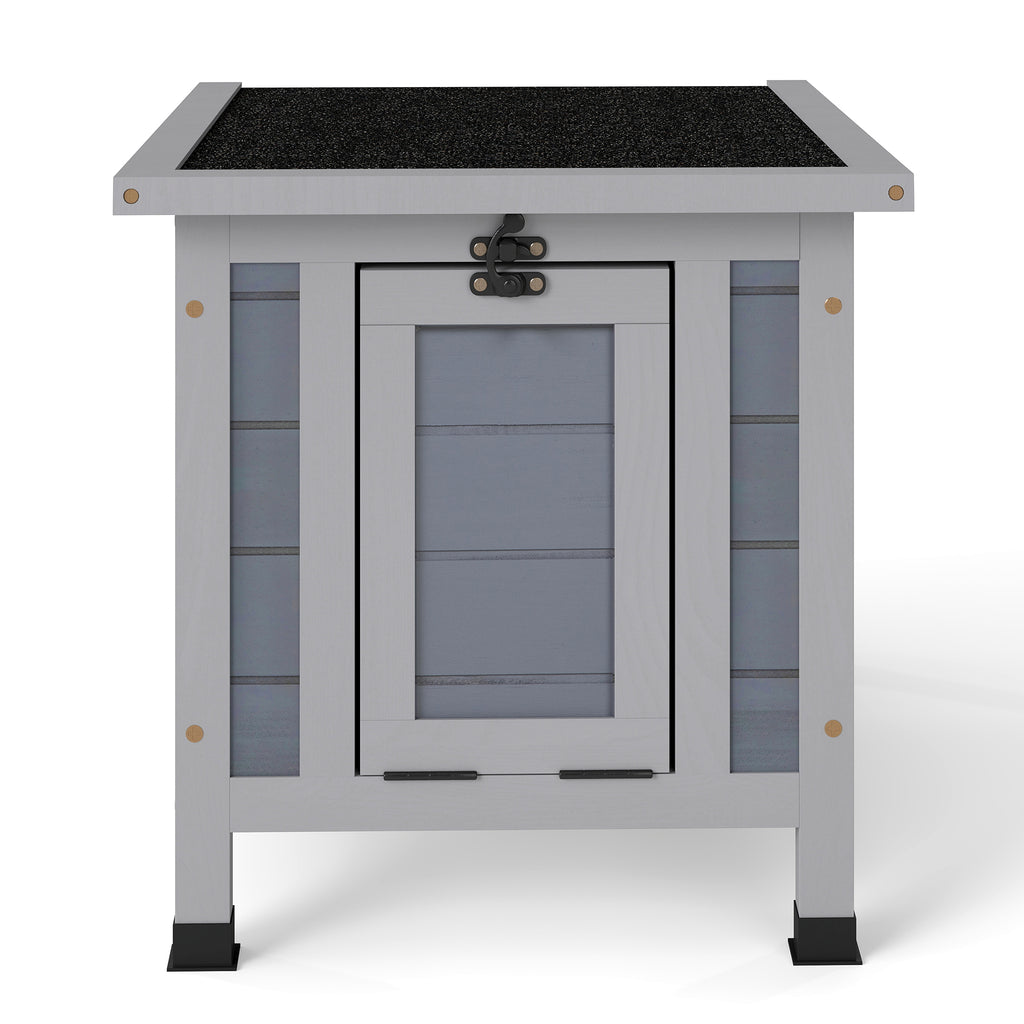 Wooden Rabbit Hutch, Light Gray Weatherproof Bunny House with Asphalt Roof, Outdoor Small Animal Cage for Rabbit Guinea Pig
