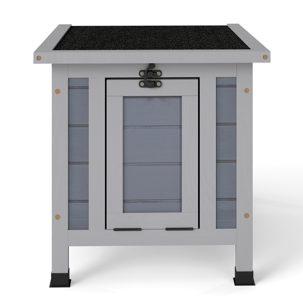 Wooden Rabbit Hutch, Light Gray Weatherproof Bunny House with Asphalt Roof, Outdoor Small Animal Cage for Rabbit Guinea Pig