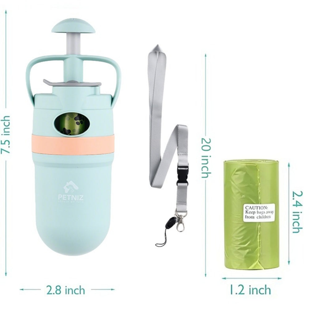 Portable Dog Poop Picker, 6-Claw Pet Poop Scooper with Built-in Waste Bag Dispenser & Lanyard, Outdoor Walking Dog Waste Cleaning Pick Up Tool