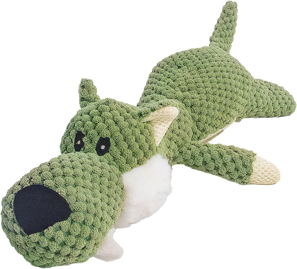 Plush Chew Toys for Large Dogs, Wolf Squeaky Dog Toys for Small Medium Large Dog, Durable Stuffed Pet Chew Toy for All Breeds - Large Size, Green