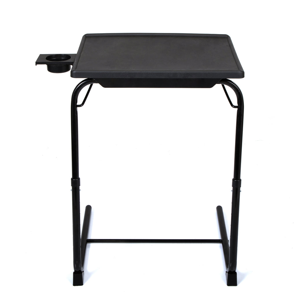Portable Black Laptop Desk, Height Adjustable Mobile Computer Table with Lockable Wheels for Home Office Bedroom Study