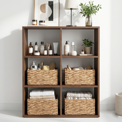 Water Hyacinth Storage Basket, Natural, Handwoven Twisted Weave Basket with Handles – Shelf Organizer, Towel Storage, Living Room Storage