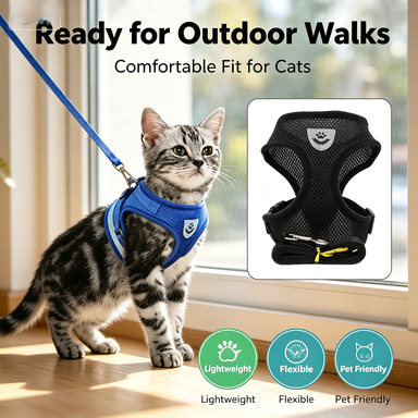 Adjustable Reflective Pet Vest Harness & Leash Set, Control Safety Vest for Cats & Dogs, S M L XL Sizes for Daily Walking