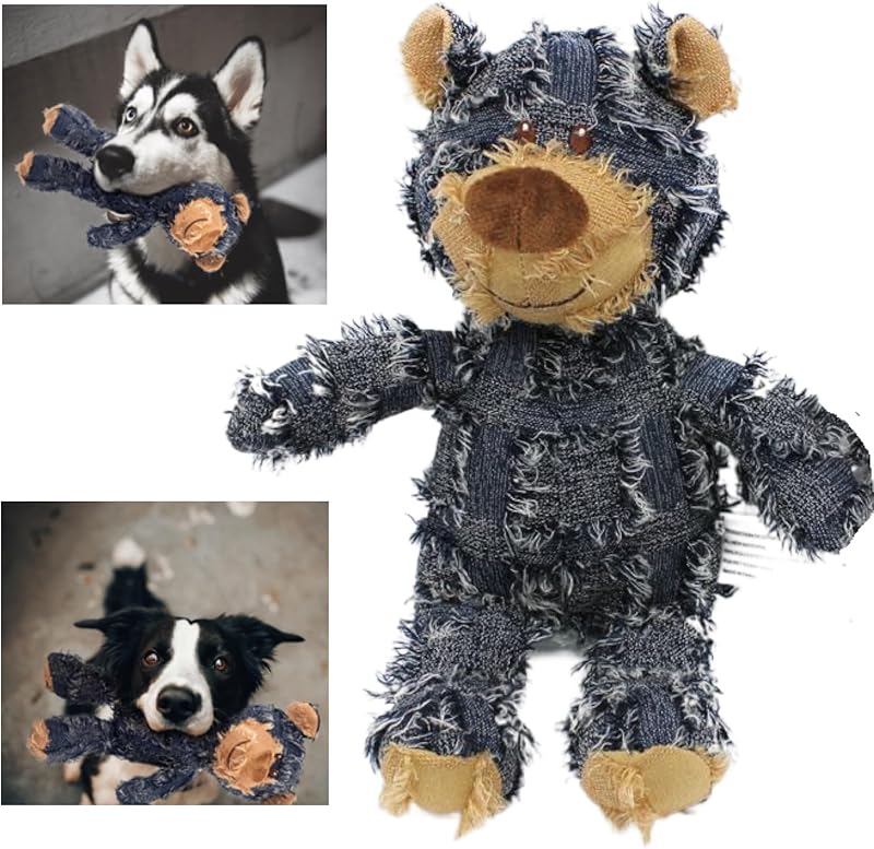 ZippyPaws Dog Companion for Heavy Chewers- Indestructible Robust Bear Dog Toy, Resistant Squeaky Dog Toys for Heavy Chewers