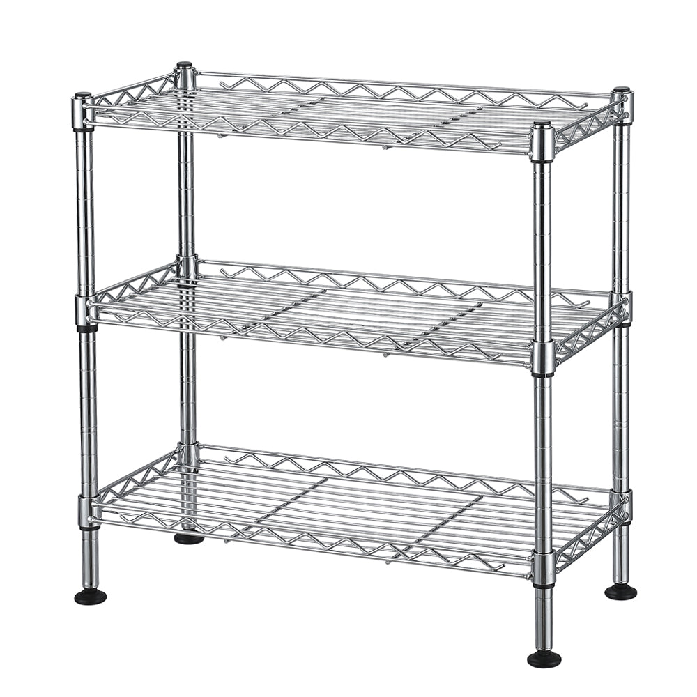 3-Tier Cabinet Organizer, Under Sink Shelf, Zinc Plated Steel, Adjustable Height, Tool-Free Assembly, Small Space Storage Rack