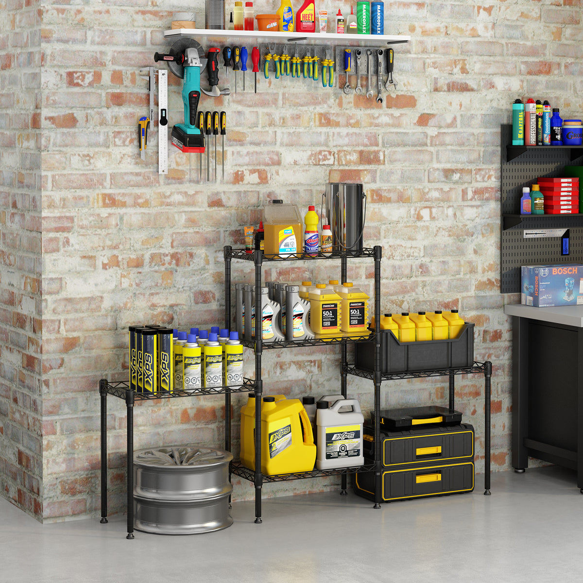 AEELLEEA-Changeable Assembly Floor Standing Carbon Steel Storage Rack, Black