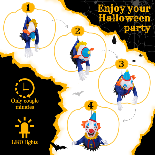 Aeellaae 3.3 FT Halloween Inflatable Clown Broke Out from Window Outdoor Decorations, Scary Blow up Decor with Built-in LED Lights