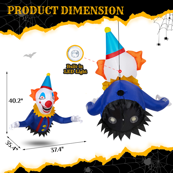 Aeellaae 3.3 FT Halloween Inflatable Clown Broke Out from Window Outdoor Decorations, Scary Blow up Decor with Built-in LED Lights