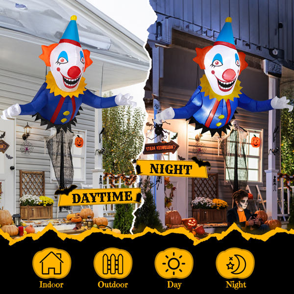 Aeellaae 3.3 FT Halloween Inflatable Clown Broke Out from Window Outdoor Decorations, Scary Blow up Decor with Built-in LED Lights