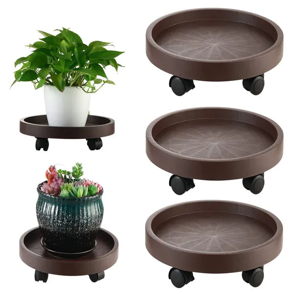 8 Pack Rolling Plant Cart with Lockable Wheels, Metal Multi-Tier Mobile Flower Pot Stand for Indoor Garden Balcony