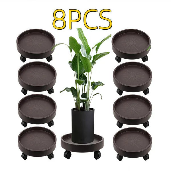 8 Pack Rolling Plant Cart with Lockable Wheels, Metal Multi-Tier Mobile Flower Pot Stand for Indoor Garden Balcony