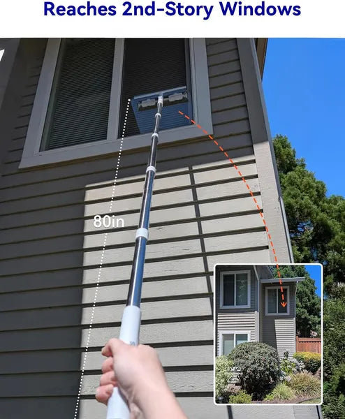 Aeelleea 80" Window Washing Kit with Extension Pole, Professional Squeegee Cleaner with Storage Bag & 5 Microfiber Cloths