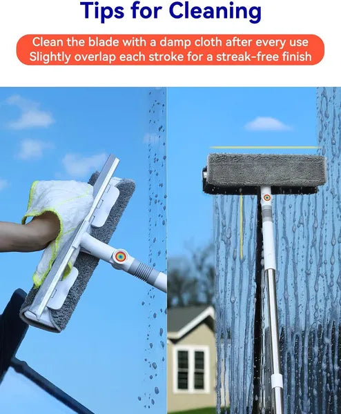 Aeelleea 80" Window Washing Kit with Extension Pole, Professional Squeegee Cleaner with Storage Bag & 5 Microfiber Cloths