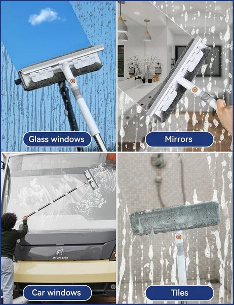 Aeelleea 80" Window Washing Kit with Extension Pole, Professional Squeegee Cleaner with Storage Bag & 5 Microfiber Cloths