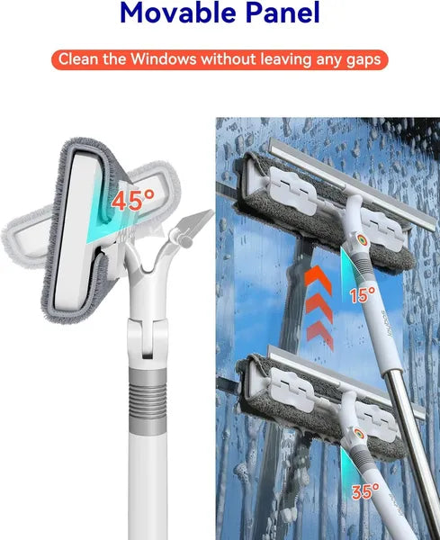 Aeelleea 80" Window Washing Kit with Extension Pole, Professional Squeegee Cleaner with Storage Bag & 5 Microfiber Cloths