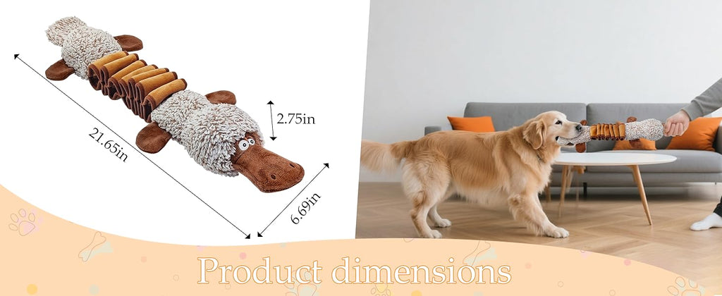 ZippyPaws Dog Toys, Stuffed Large Dog Toys to Keep Them Busy, Interactive Plush Chew Toys with Crinkle Paper, Tough Pet Animal Toys for Small Medium Large Dogs - Platypus
