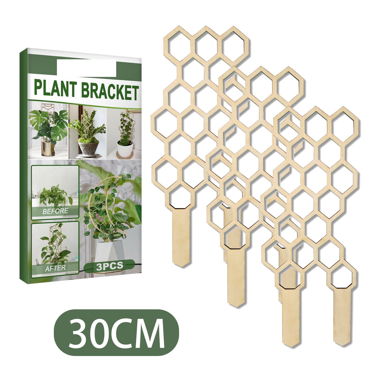 Wooden Plant Trellis, Honeycomb Shape Potted Plant Support Stake, Indoor Climbing Vine Holder for Houseplants Home Garden Decor