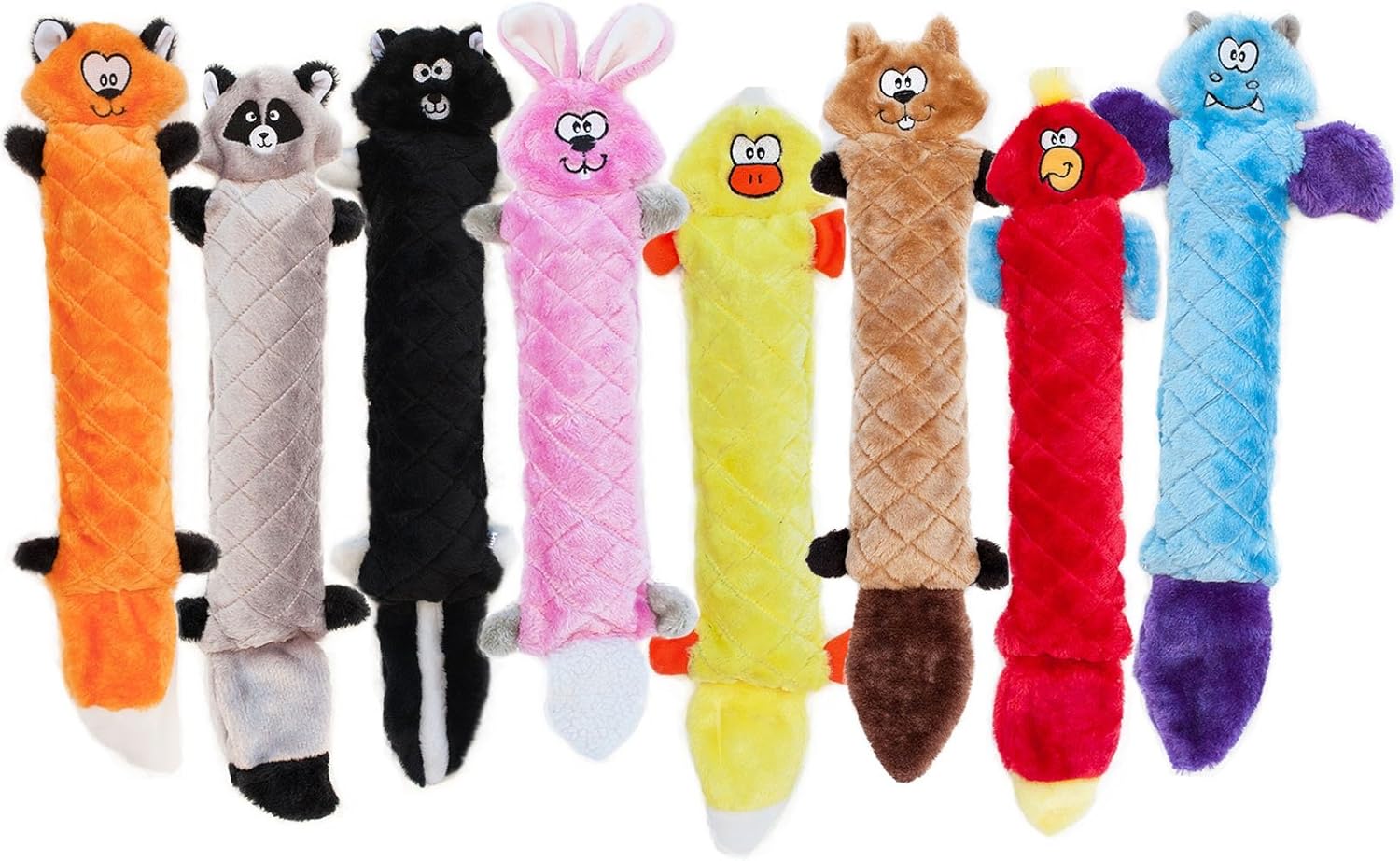 ZippyPaws - Jigglerz Tough No Stuffing Squeaky Plush Dog Toy with Crinkle Head and Tail - Chipmunk
