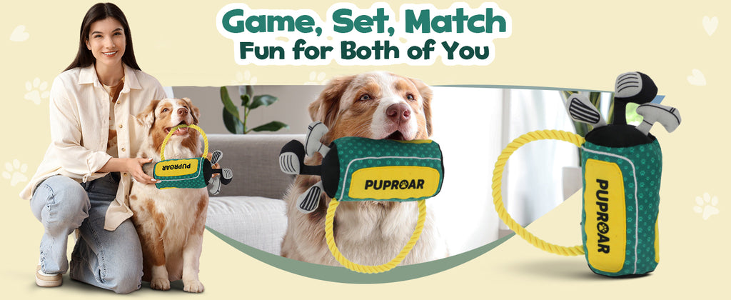 ZippyPaws Dog Toy, Funny Plush Squeaky Puppy Gift with Rope & Crinkle, Golf Bag Gift