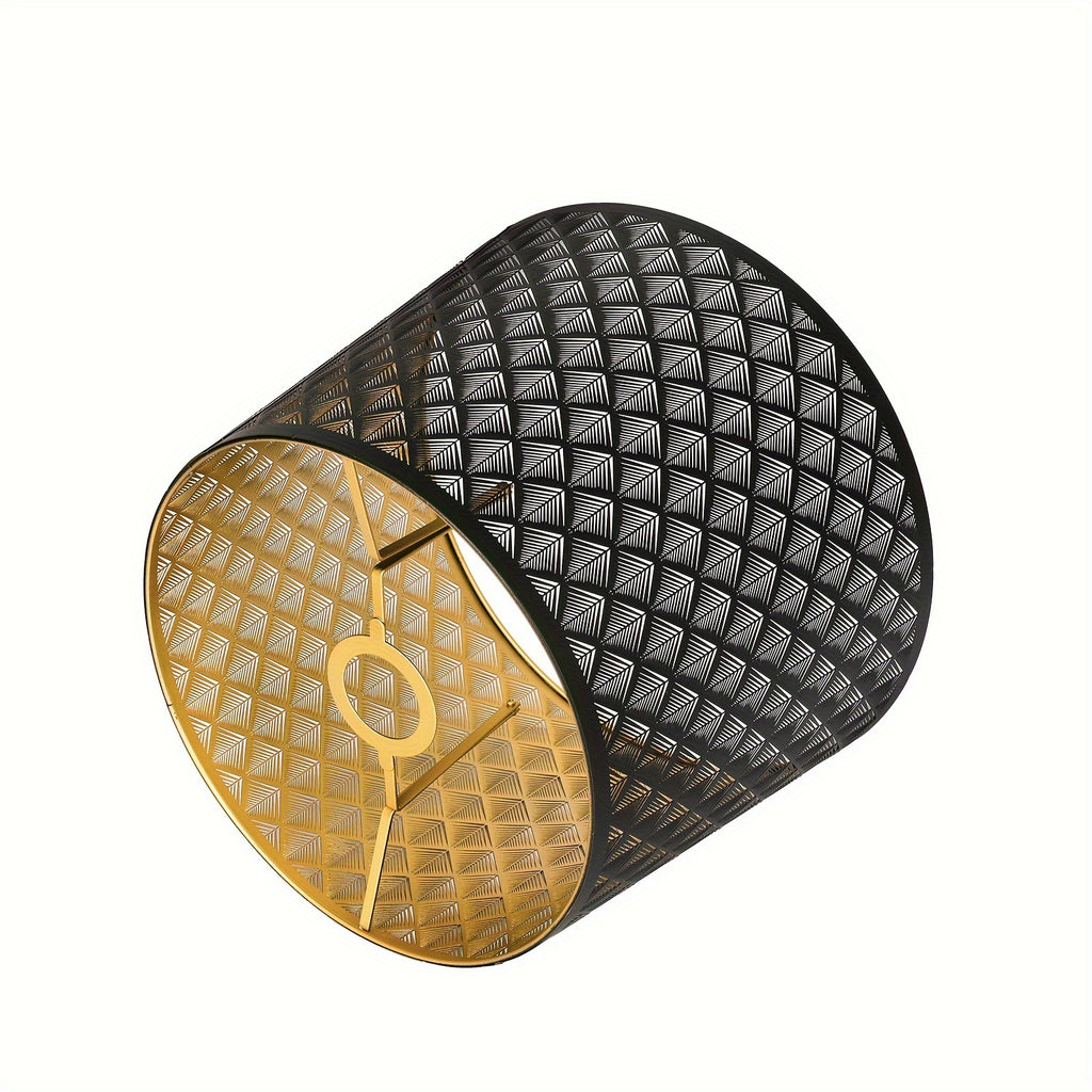 ALUCSET 2 Pack Black Gold Drum Lamp Shades, Geometric Cutout Universal Fit for Table & Floor Lamps