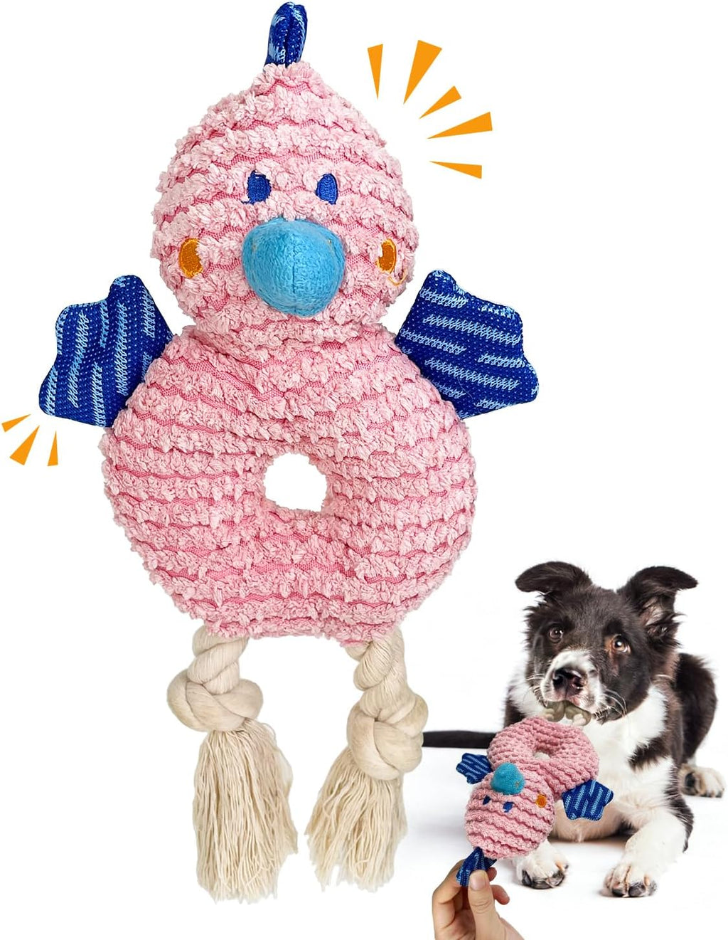 ZippyPaws Durable Squeaky Dog Toy for Medium/Aggressive Chewers (Pink Chick)