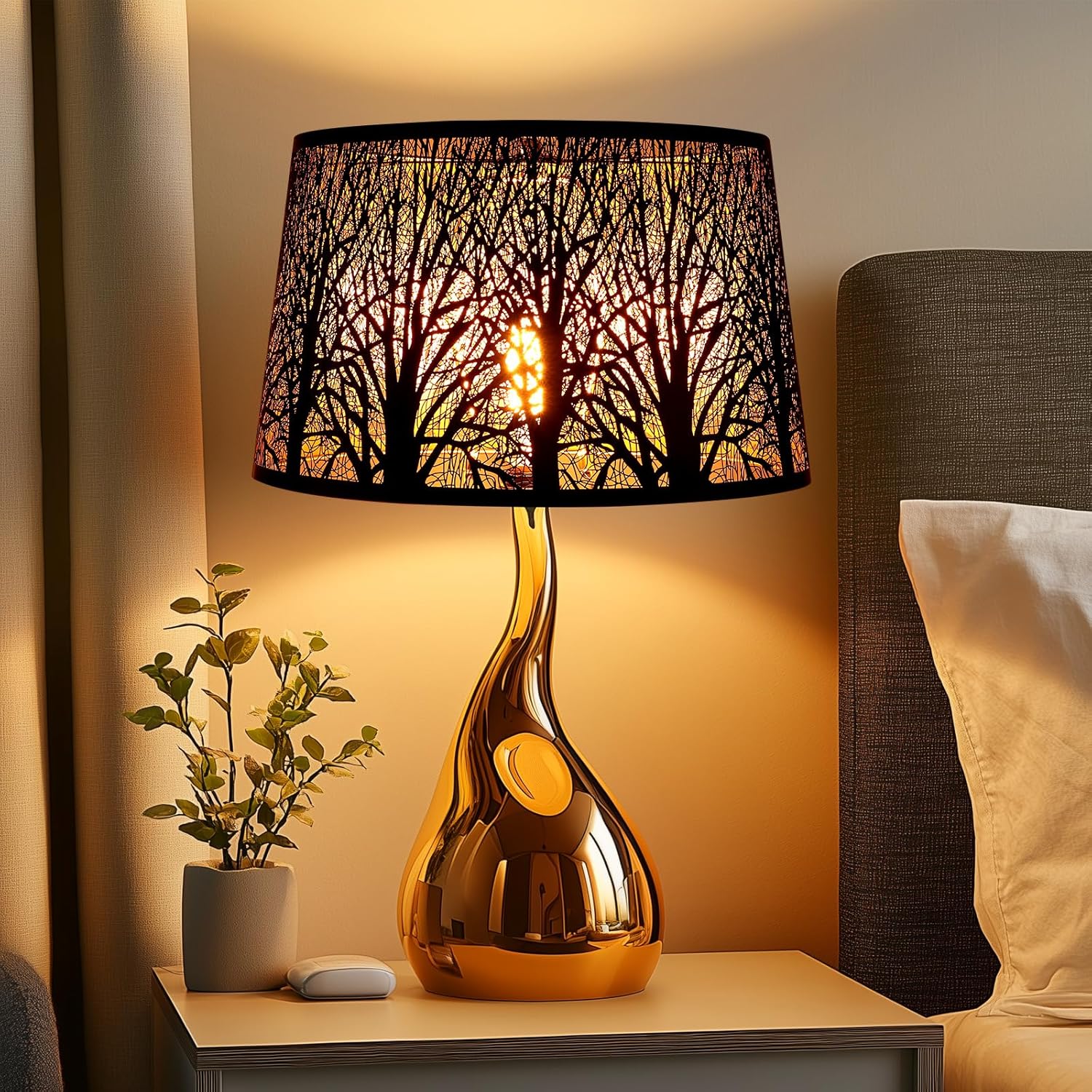 Gothic Oval Lampshade | Etched Forest Design