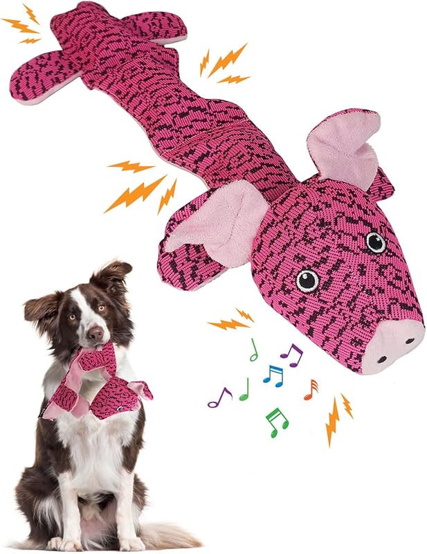 ZippyPaws Durable Squeaky Dog Toy for Medium/Aggressive Chewers (Pink Chick)
