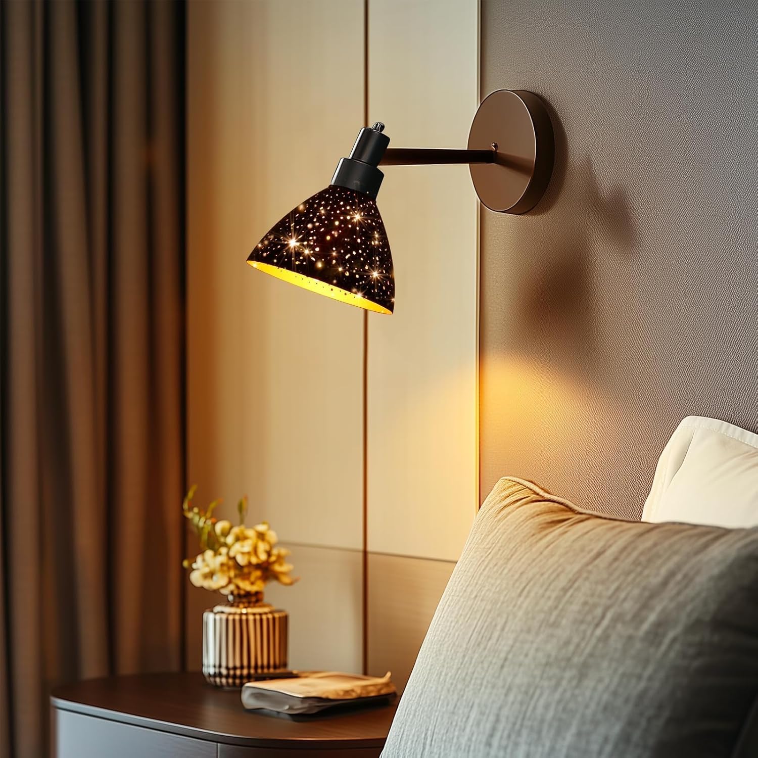 Torchiere Lamp Shade | Etched Stars Design with Screw-On Fitter