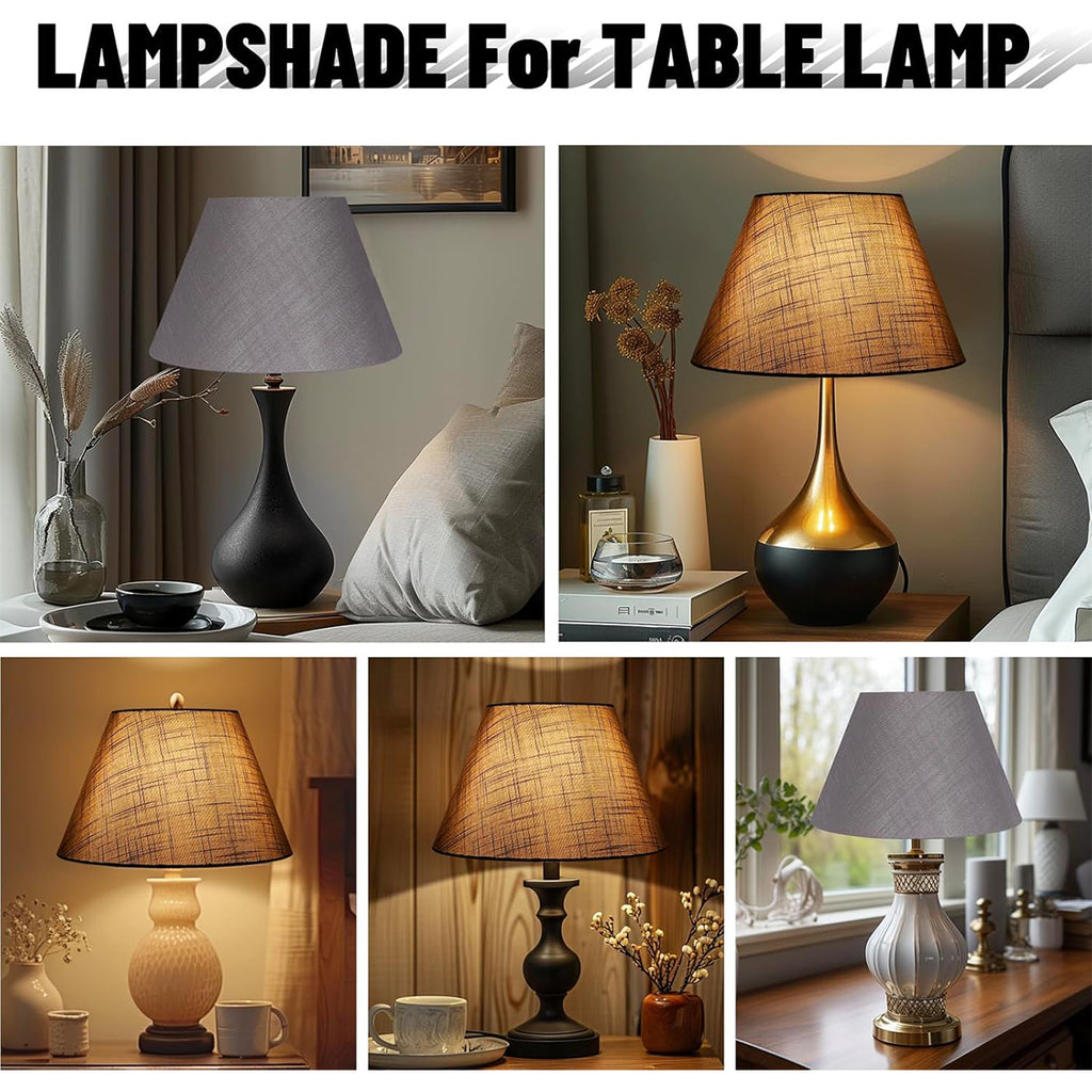 ALUCSET 7×13×7.8 Inch Handmade Linen Barrel Lampshade, Decorative Lamp Cover for Table Lamp & Christmas Home Decor