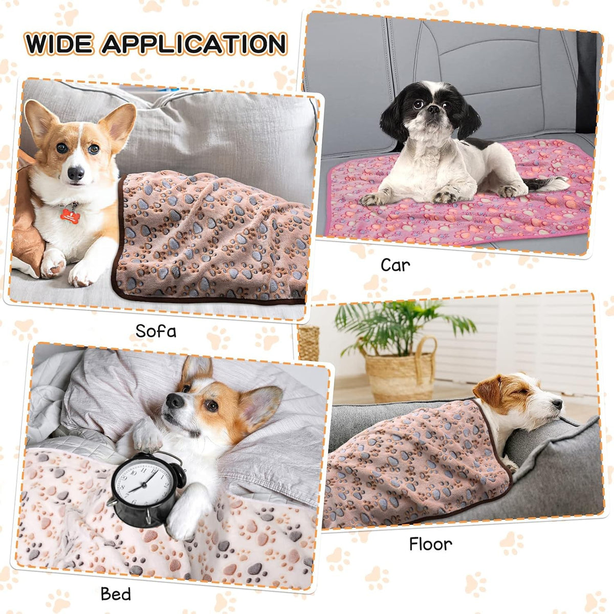 3 Pack Cat and Dog Blanket Soft & Warm Fleece Flannel Sleep Mat, Great Pet Throw for Puppy, Cats, Small, Medium & Large Dogs