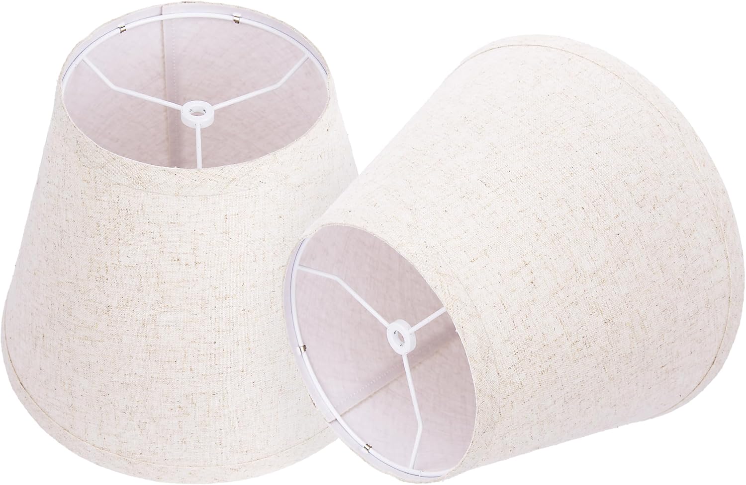 ALUCSET Set of 2 Natural Linen Bell Lamp Shades – 7" Top, 11" Bottom, 8" High, Spider Fitter (Light Brown)