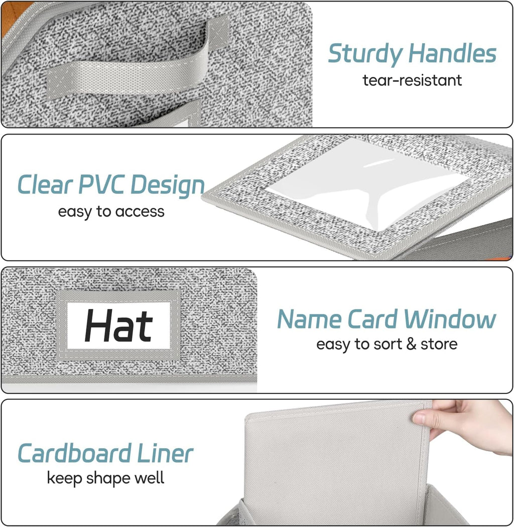2 Pack Stackable Hat Storage for Baseball Caps, Holds up to 12 Caps Each, Grey Hat Organizer for Closet, Sturdy Cardboard Hat Boxes for Men